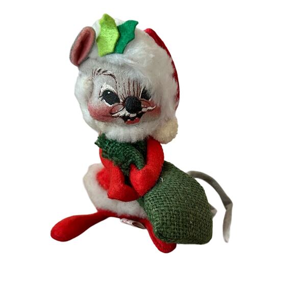 Annalee Mobilitee Doll Christmas Santa Claus Mouse Toy Sack 1965 1967 Vintage - Picture 1 of 9